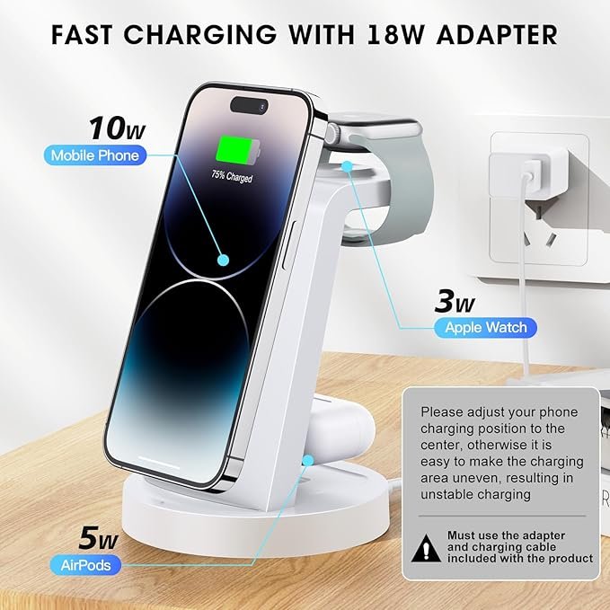 3 in 1 wireless charging station for apple devices