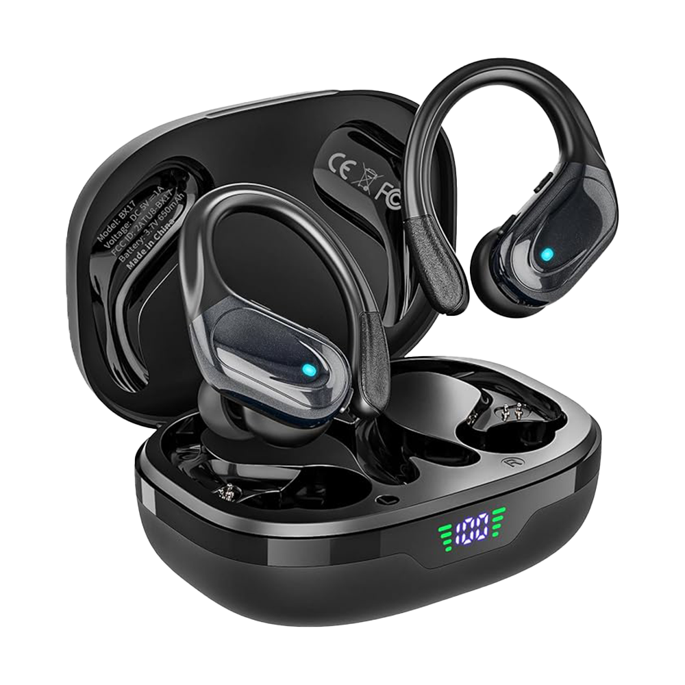 🎧 wireless bluetooth earbuds – sports headphones with charging case (black)