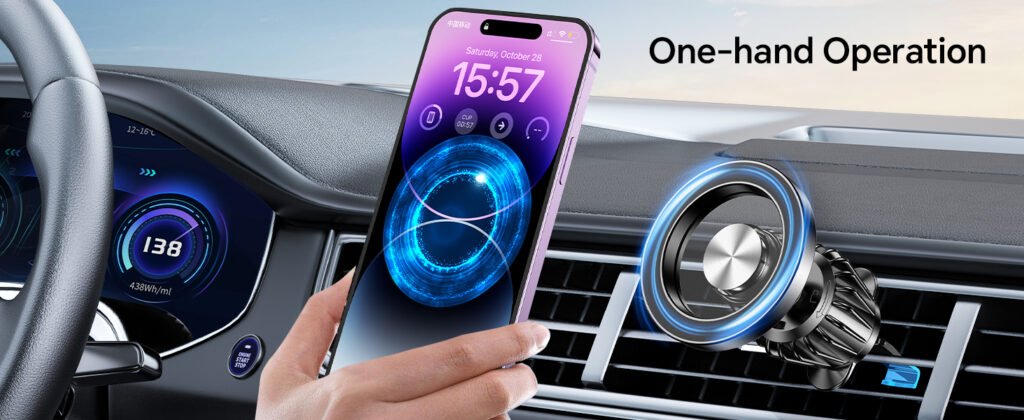 kaistyle magsafe car mount – 20 strong magnets, dash & air vent phone holder for iphone 14, 15, 16, 17 – universal car accessories for men & women