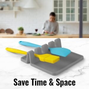 zulay kitchen silicone spoon rest for multiple utensils