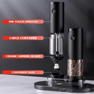 electric salt and pepper grinder set – 3x easier seasoning