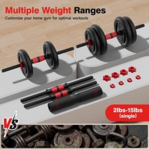 5 in 1 adjustable dumbbell set 90lb | home gym