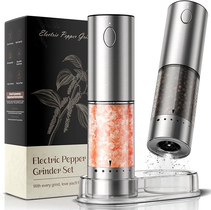 electric salt and pepper grinder set – 3x easier seasoning electric salt and pepper grinder set – 3x easier seasoning